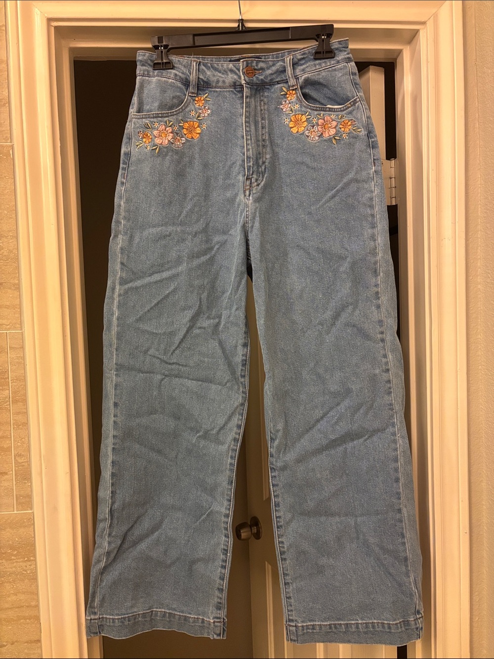 Princess Highway Light Blue Embroidered Boot-Cut Jeans